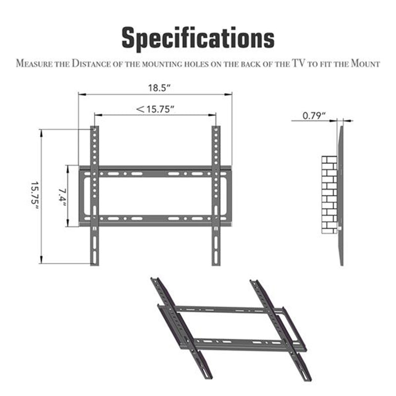 RONSHIN TV Stand 26-55 Inches Desktop Single-column 3 Levels Black