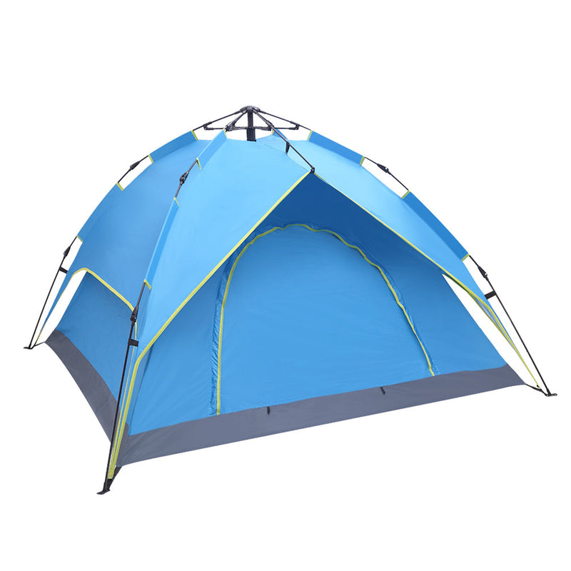 THBOXES Camping Tent 4-side Double-layer Double-door Hydraulic Easy Setup Tent Blue