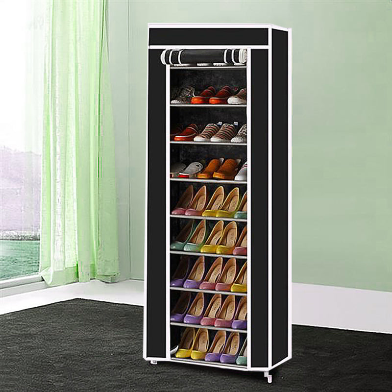 RONSHIN Non-woven 9 Tier Shoe Rack Shoe Shelf Storage Closet Organizer Cabinet