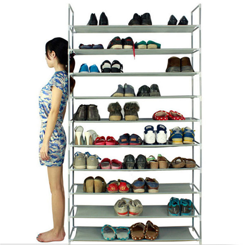 RONSHIN 10 Layers Shoe Rack 100cm Household Portable GREY