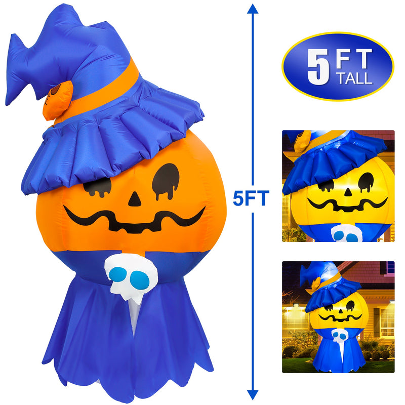 WHIZMAX 5ft Halloween Decorations Outdoor Inflatable Mr.Pumpkin