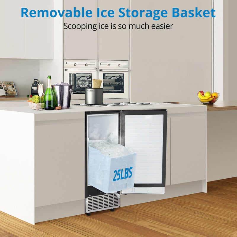 ACEKOOL 85Lbs Commercial Ice Maker Machine Stainless Steel Undercounter Freestanding Ice Maker