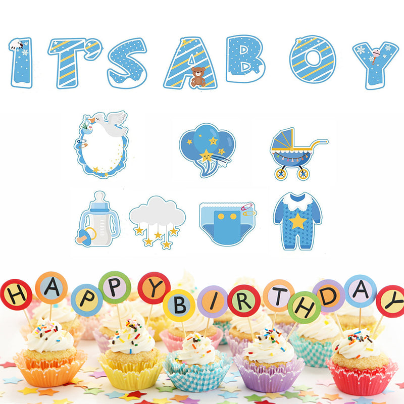 YIWA 14PCS Its a Boy Baby Shower Yard Sign with Stakes Waterproof Gender Reveal Yard Sign