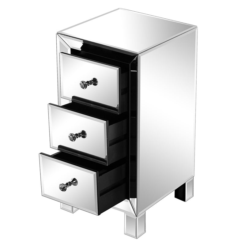 ALICIAN Modern Mirrored Night Stands with 3 Drawers Bedside Table End Table