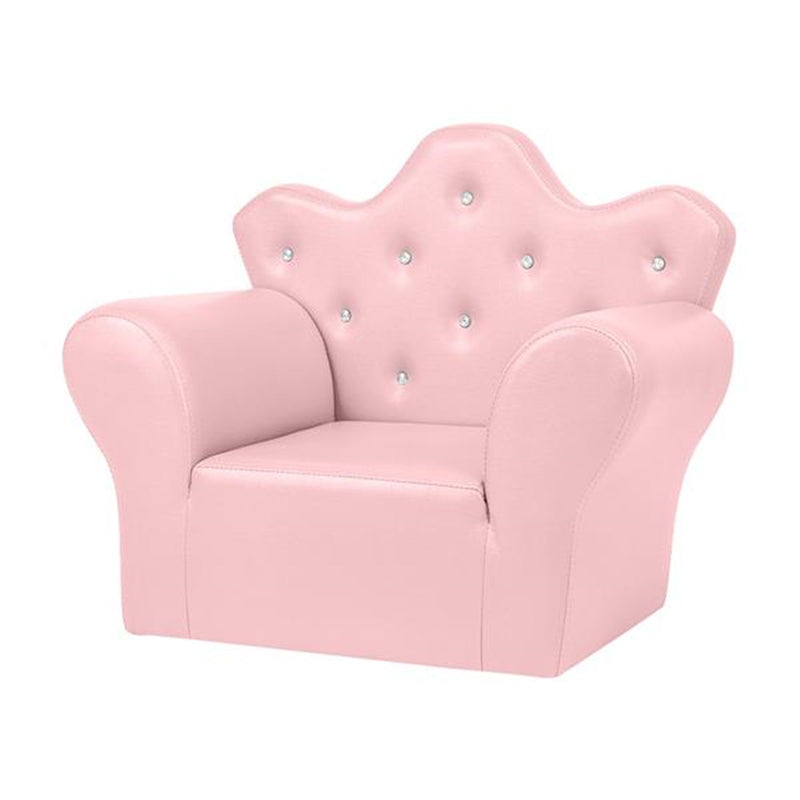 ALICIAN Children Sofa Solid Wood Composite Board Crown-Shape Single Sofa Pink