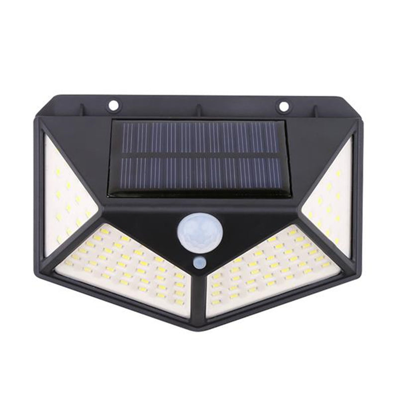 REDCOLOURFUL 100led Solar Wall Lights Waterproof Motion Sensor Light Black