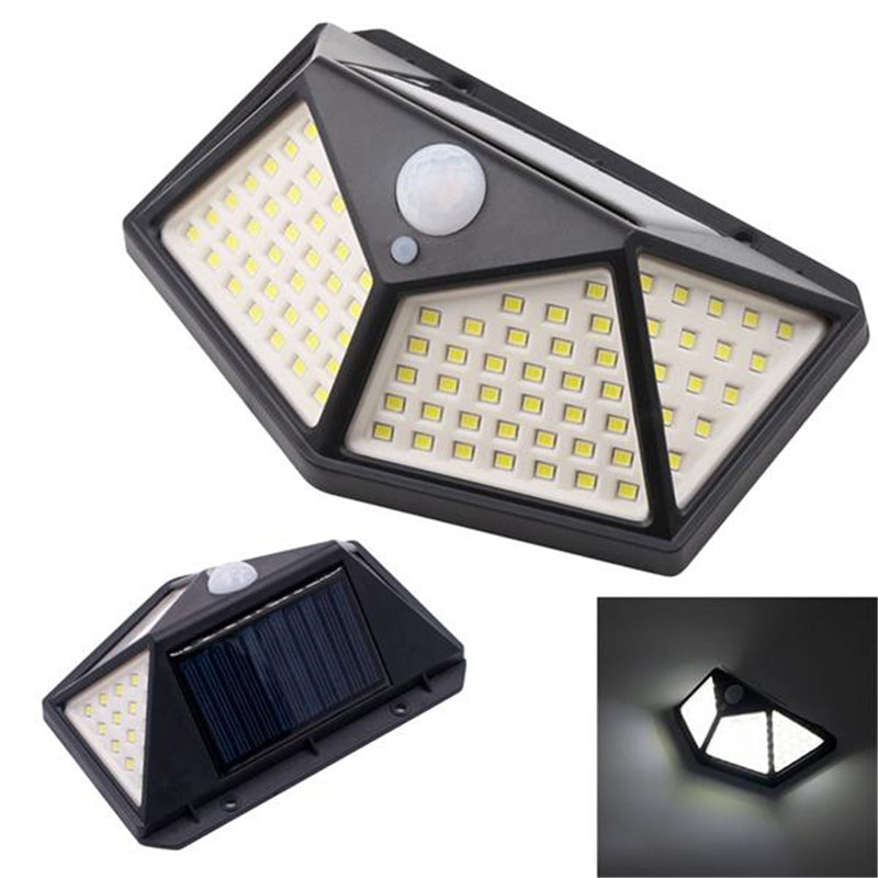 REDCOLOURFUL 100led Solar Wall Lights Waterproof Motion Sensor Light Black