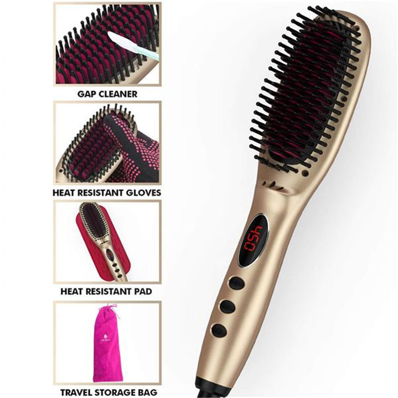 RONSHIN Rapid Heating Hair Straightener Brush Ceramic Heated Electric Comb