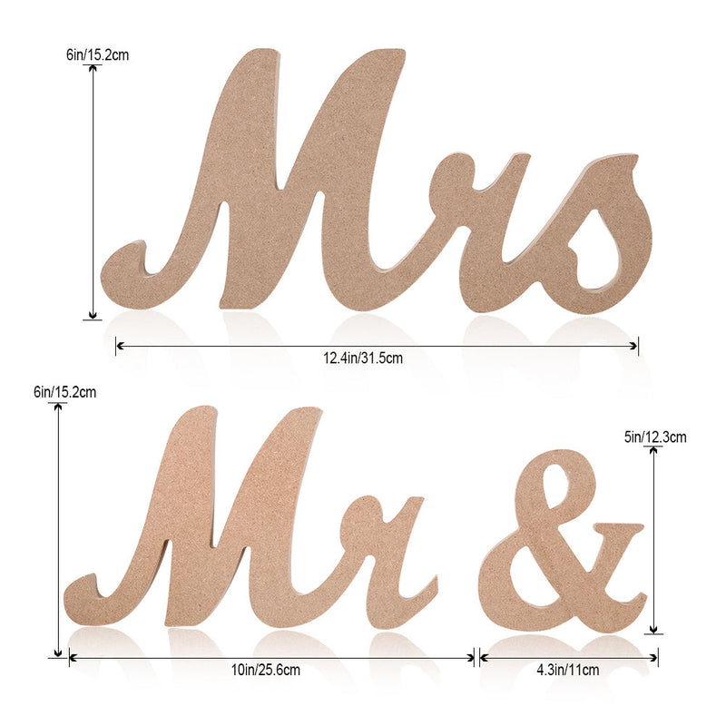 WHIZMAX Wooden MRS & MRS Letter Gay Wedding Props Table Ornaments White