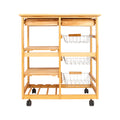 AMYOVE Wooden Dining Cart with 2-Drawer Removable Storage Rack Shelf