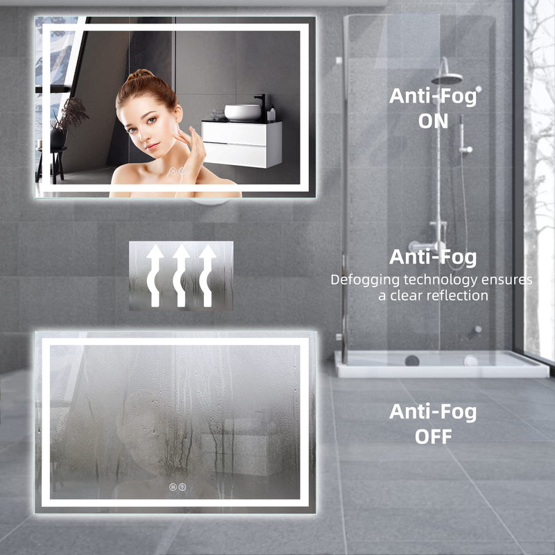 GARVEE LED Bathroom Mirror 20 x28  Large Dimmable Wall Mirrors with Front Backlight Anti Fog Shatter-Proof