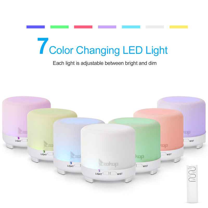 ZOKOP 120ml Usb Aroma Diffuser with Colorful Lights White