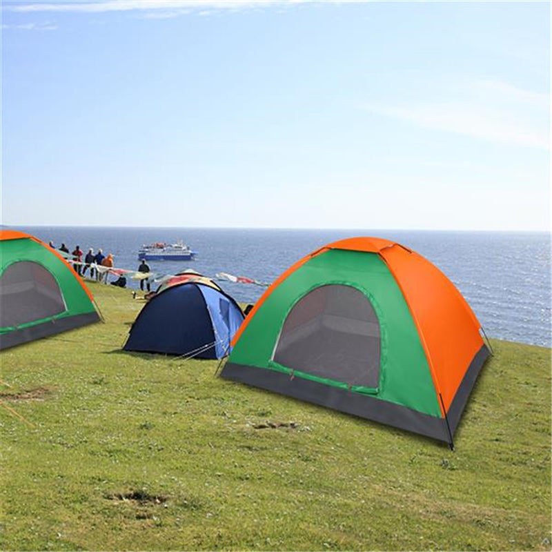 THBOXES 2 Person Tent Windproof Double Door Single Layer Camping Tent Green