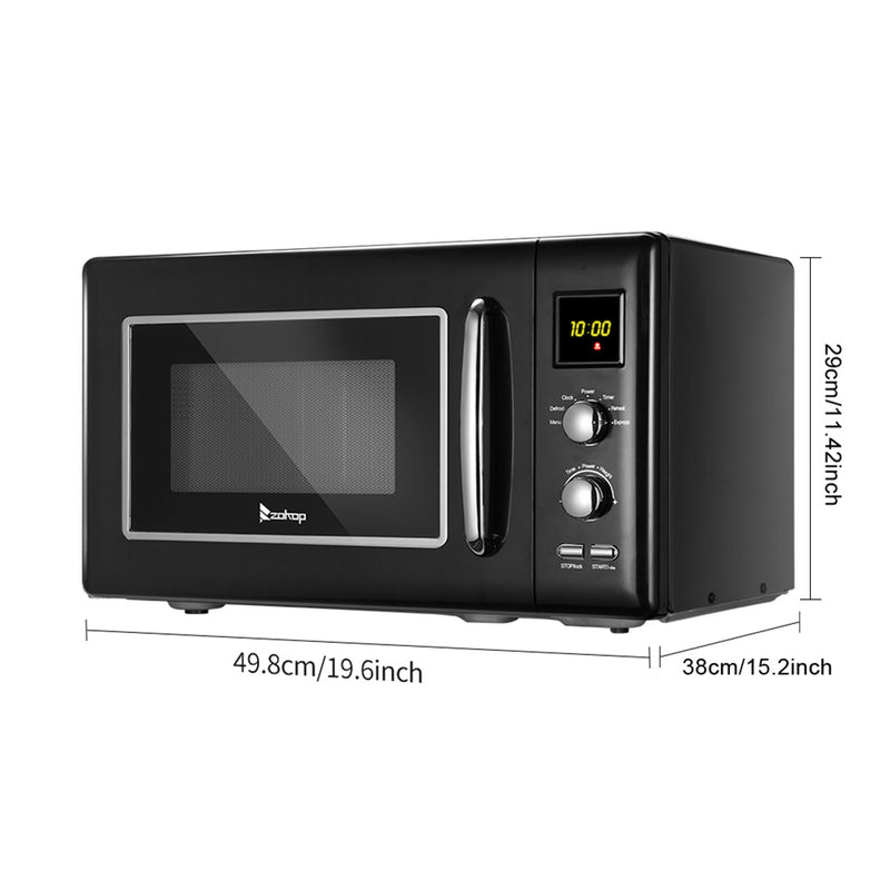 ZOKOP Microwave Oven Retro Countertop 5 Power Setting 360 Degree Rotation Black