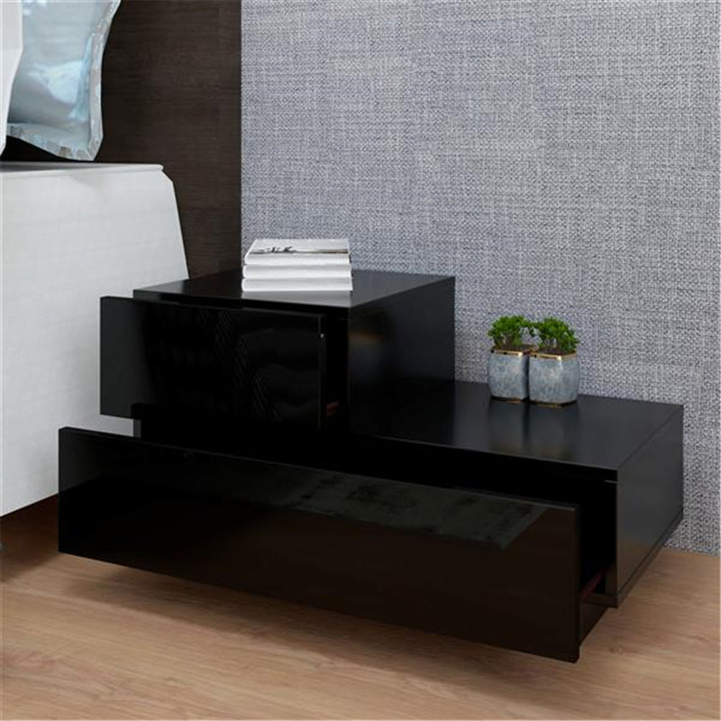 AMYOVE 2-drawer Nightstand Bedside End Table Bedroom Black