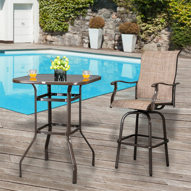 AMYOVE Bar Table Patio Table Bistro High Top Patio Table Outdoor Brown