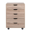 AMYOVE Wooden File Cabinet Five Drawers with 360 Degree Removable Wheels Coffee