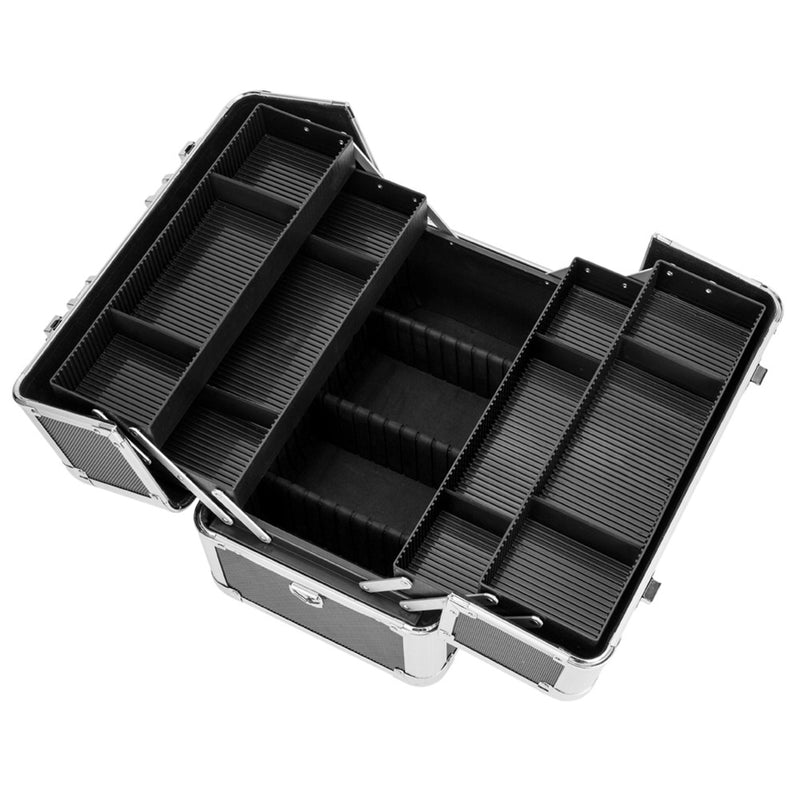 SHININGLOVE Double-open Cosmetic Storage Box Travel Beauty Cosmetic Case Black