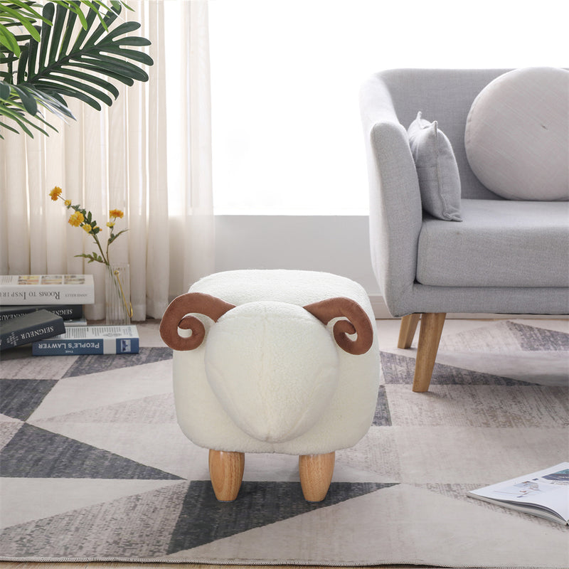 ALICIAN Kids Decorative Animal Storage Stool Home Cartoon Chair White