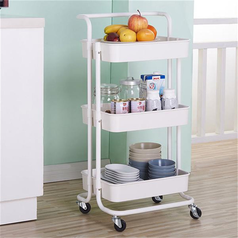 RONSHIN 3 Layers Storage Cart for Kitchen Bedroom Milk White