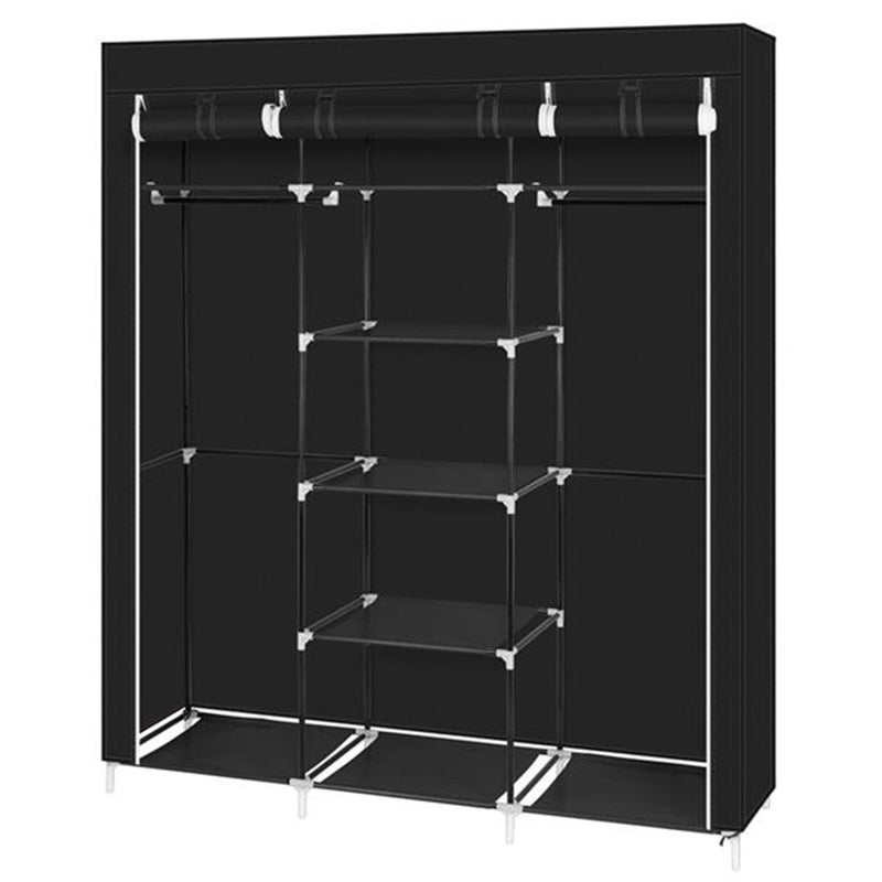 RONSHIN 150*45*175 Portable Clothes Closet Wardrobe Clothes Storage Organizer Black