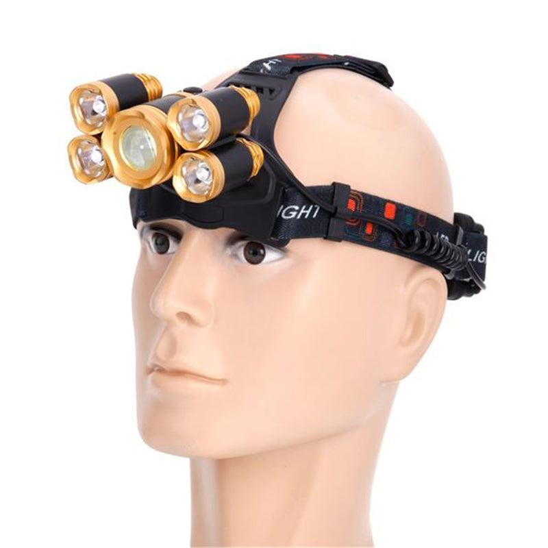 REDCOLOURFUL 90 Degree Adjustable Rechargeable Headlamp Flashlight Black