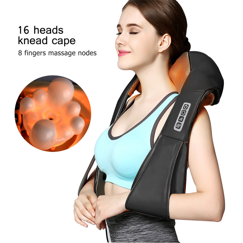 DSSTYLES U-shaped Shoulder Neck Massager 3-speed Rolling Kneading Massager Black