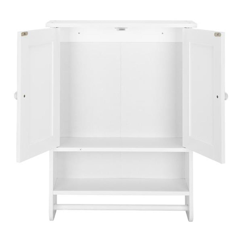 AMYOVE 2-Door Bathroom Wall Cabinet Cupboard 65x48.7x14.6cm White