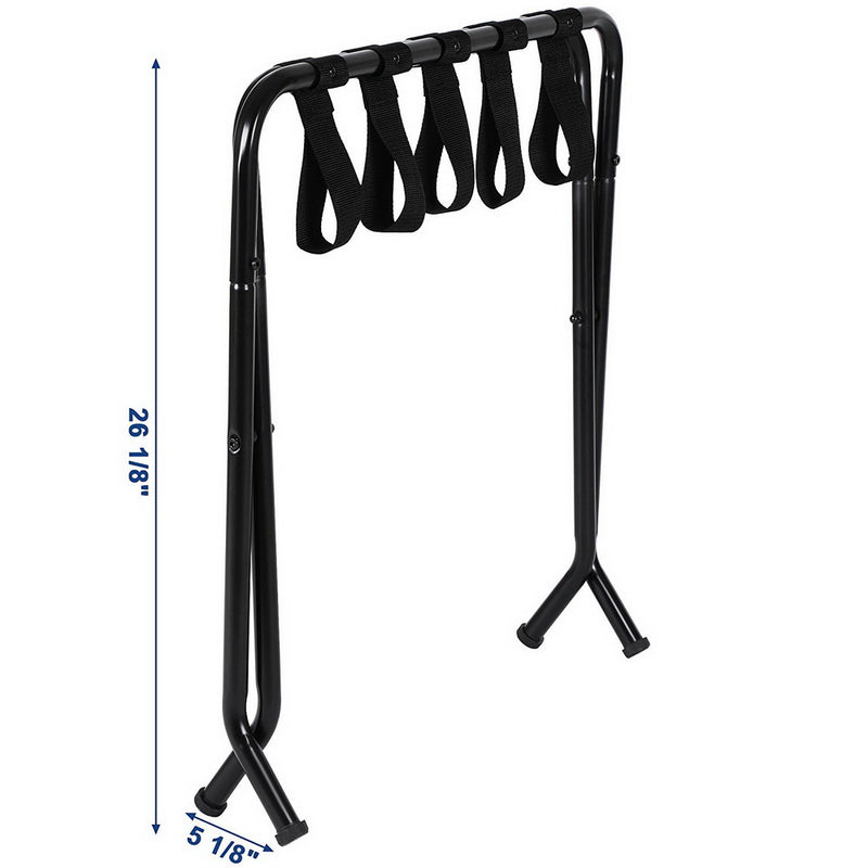 RONSHIN Portable Metal Luggage Rack 100 Lbs Load Capacity Heavy Duty Nylon Straps 680x400x560mm