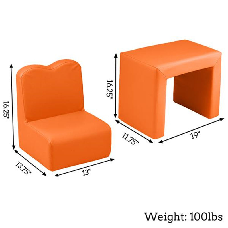 ALICIAN Children Sofa 49*32*39cm Rectangular 2-in-1 Sofa and Table Orange