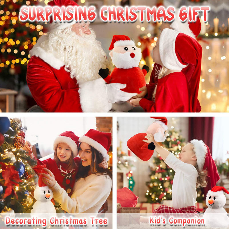 YIWA Flip Christmas Doll Santa Claus Plush Snowman Toy Double-Sided Stuffed Plush Soft Doll