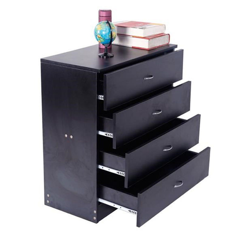 AMYOVE 4-Drawer Wooden Dresser Storage Cabinets with Handles Black