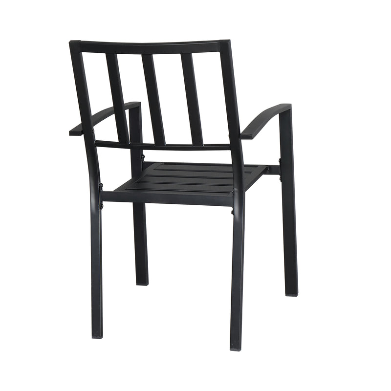 ALICIAN 2PCS Vertical Grid Iron Dining Chair with Arms Backrest