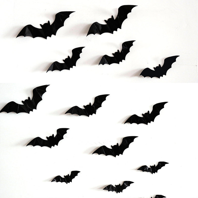 CYNDIE 160PCS Halloween Bat Print Wall  Stickers Household Room Decoration