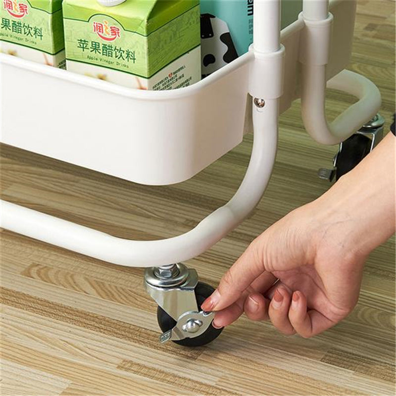 RONSHIN 3 Layers Storage Cart for Kitchen Bedroom Milk White