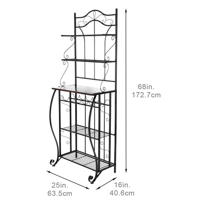 RONSHIN 5-tier Metal Kitchen Rack Storage Holder Organizer Black