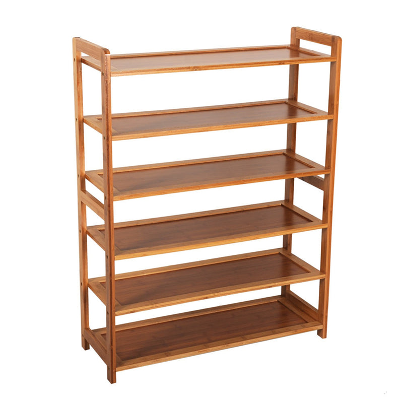 AMYOVE 6 Tiers Bamboo Shoe Rack Simple Wood Color Space-Saving Storage Rack