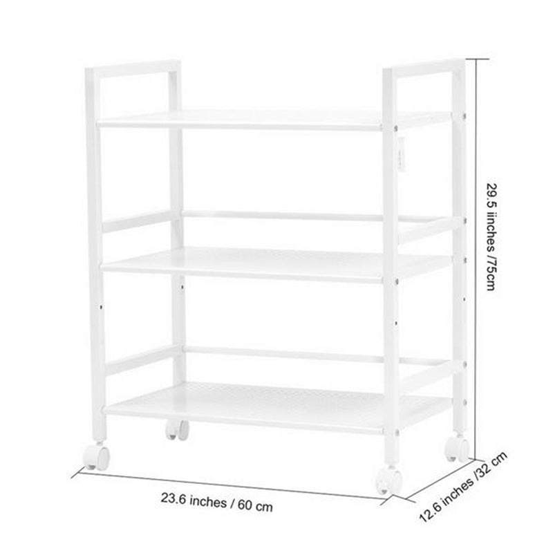 RONSHIN 3-tier Widened Cart Multi-function Layer Cart Movable Storage Rack White