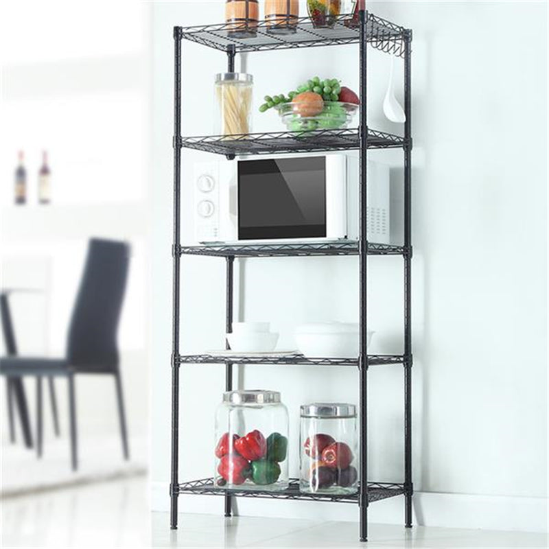 RONSHIN Metal Storage Shelves Home Kitchen Microwave Oven Rack Organizer Black