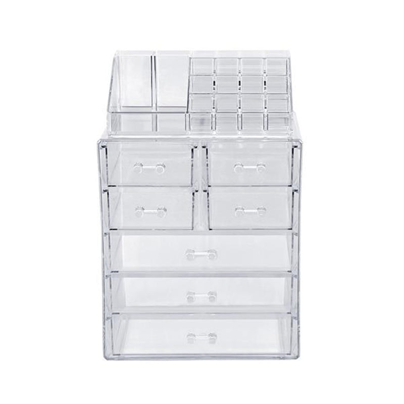 RONSHIN 2pcs Makeup Organizer Cosmetic Storage Drawers Acrylic Makeup Holders Transparent