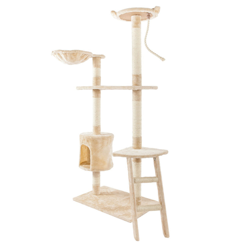 BEESCLOVER Multi-level Cat Tree Condo Cat Climbing Frame for Kittens Cats Pets Beige