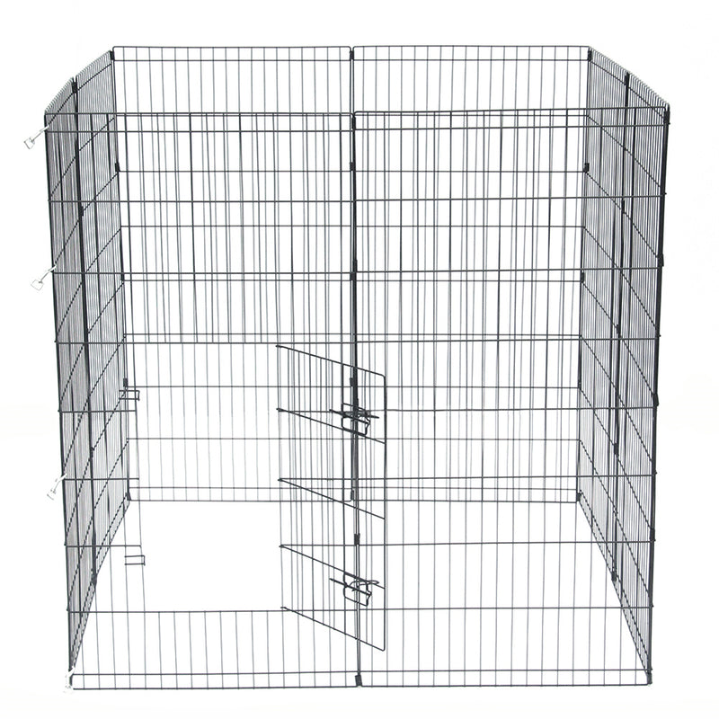 BEESCLOVER 48" Basics Play Area Foldable Metal Pet Wire Fence 8 Pieces with Open Doors Black