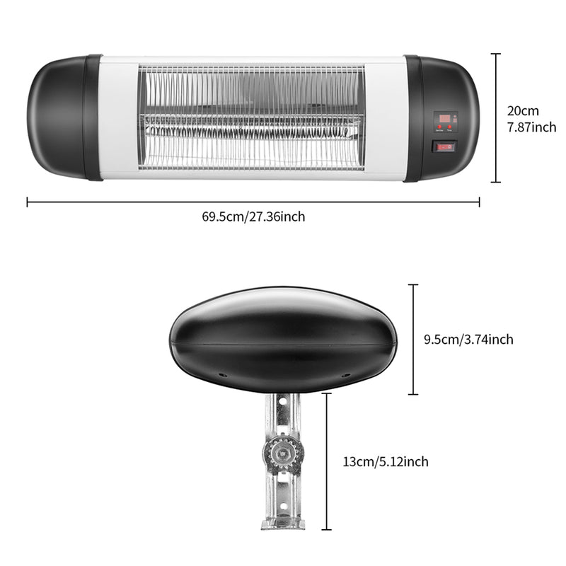 ZOKOP Electric Wall Mount Heater 3 Modes Outdoor Space Heater 1500W Black