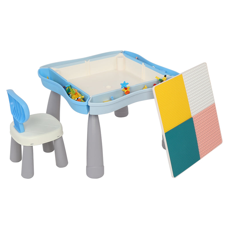 YIWA Kids Activity Table Set Building Block Table with Chair