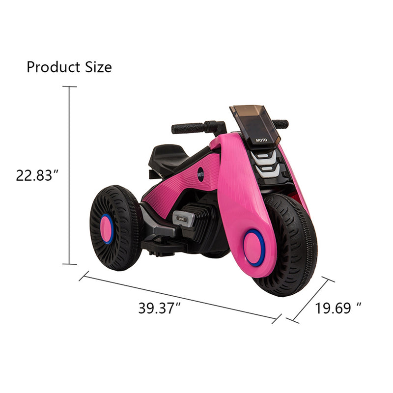 YIWA Kids Electric Motorcycle 3 Wheels Double Drive 6V 4.5a.H Children Motorcycle without RC