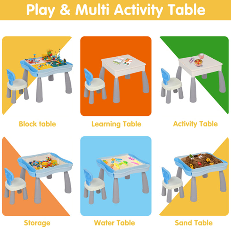 YIWA Kids Activity Table Set Building Block Table with Chair