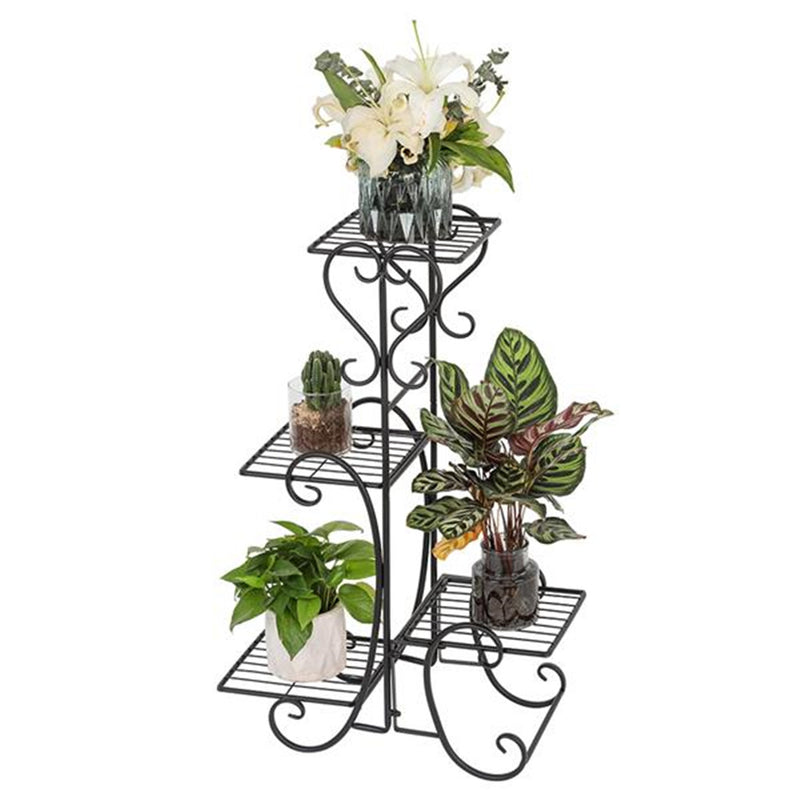 ALICIAN 4-Tier Metal Shelves Flower Pot Plant Stand Display for Garden