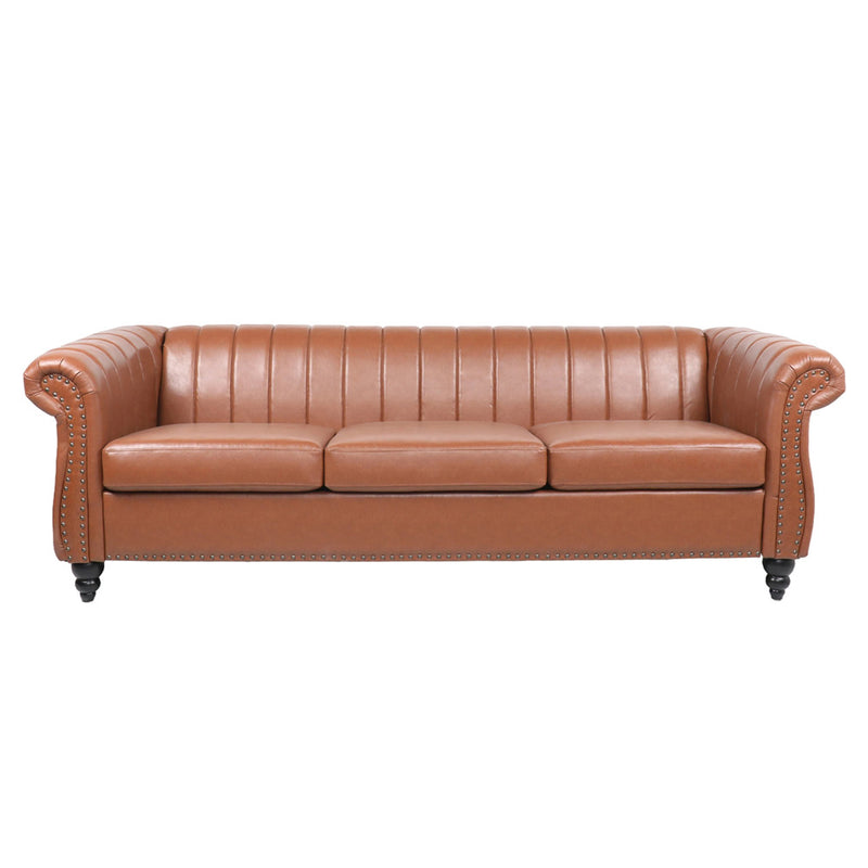 ALICIAN Chaise Lounge Sofa Chair Traditional Rolled Arms with Nailhead Trim Brown