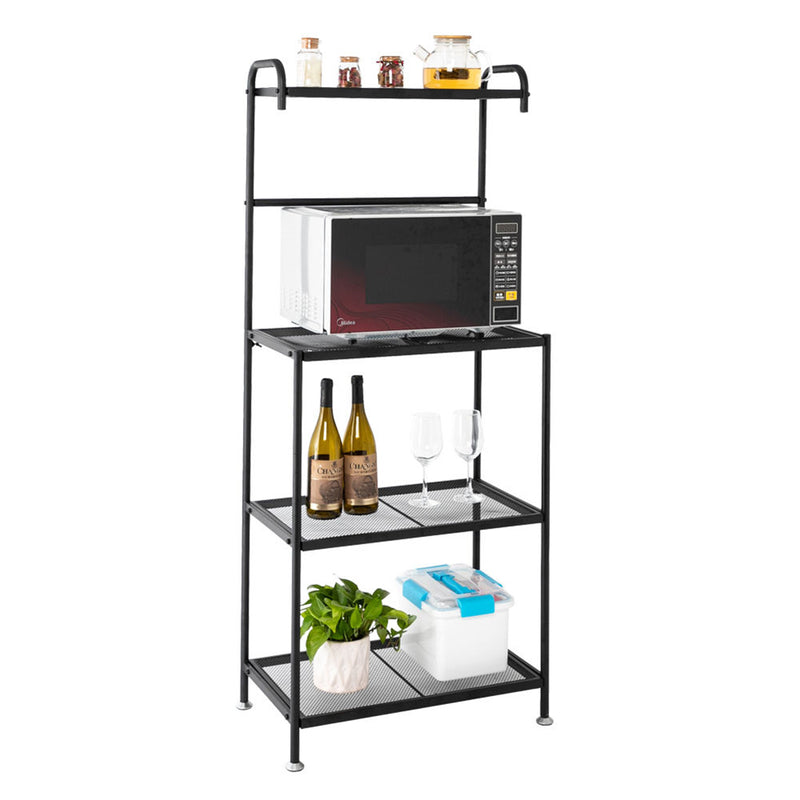 RONSHIN 4-tier Kitchen Shelf with Wire Mesh Storage Rack Black