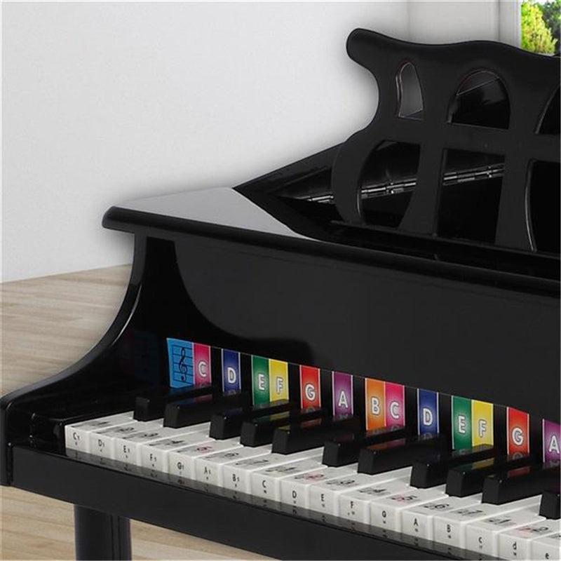 YIWA Children 30-key Wooden Piano with Music Stand Mechanical Sound Black